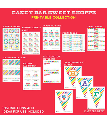 Candy Bar Sweet Shoppe Birthday Party Printables Collection